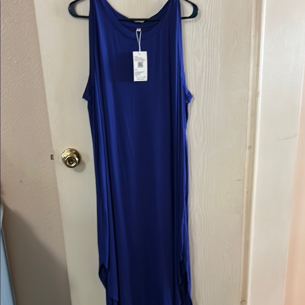 Blue Halter High Low Sheath Dress